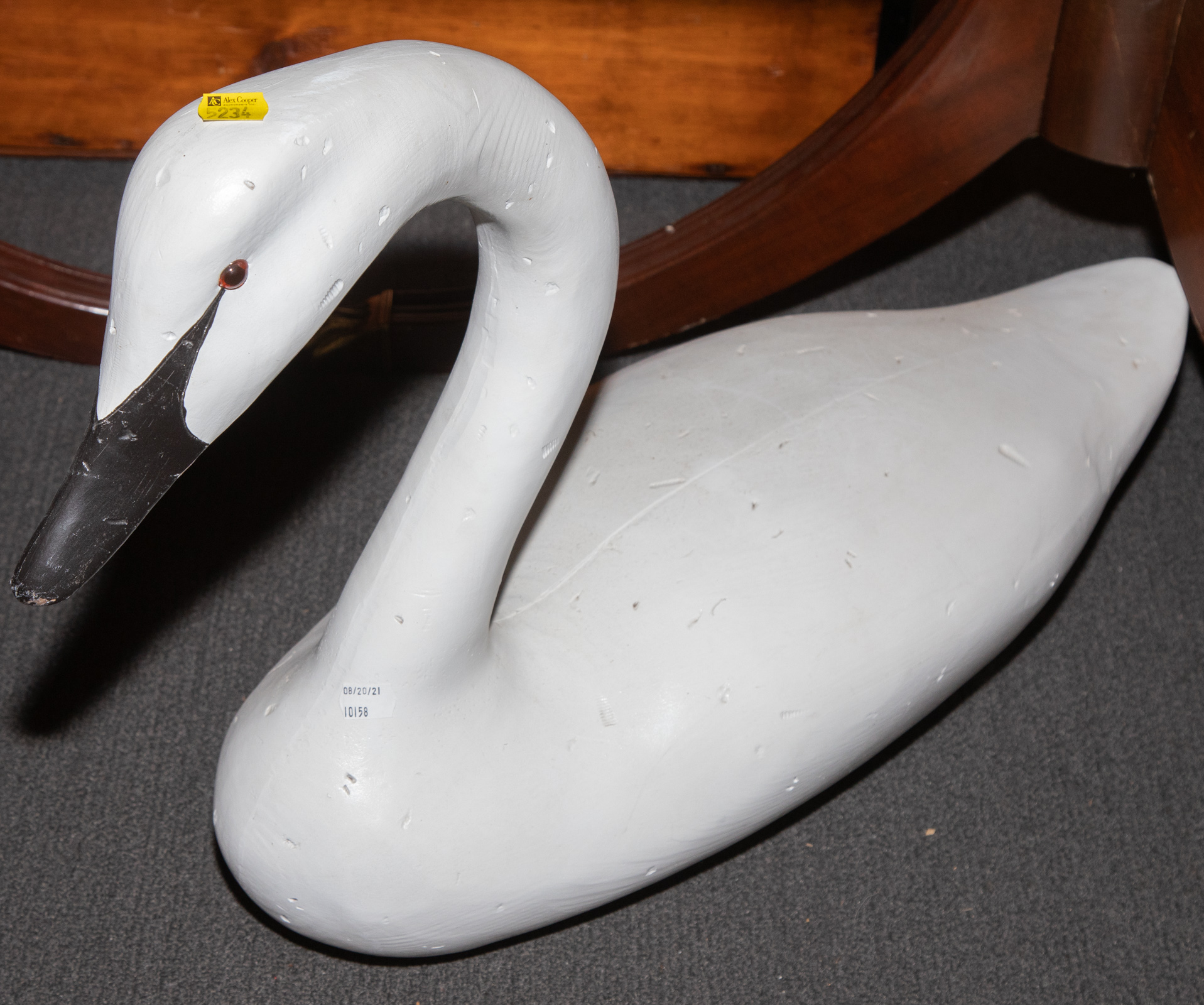 LIFE SIZE CARVED WOOD SWAN Modern,