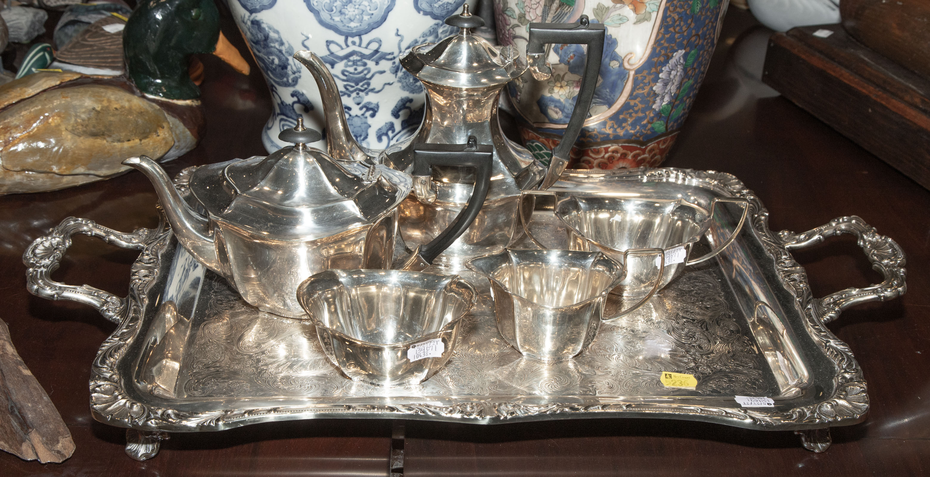 FIVE-PIECE ENGLISH SILVER PLATED
