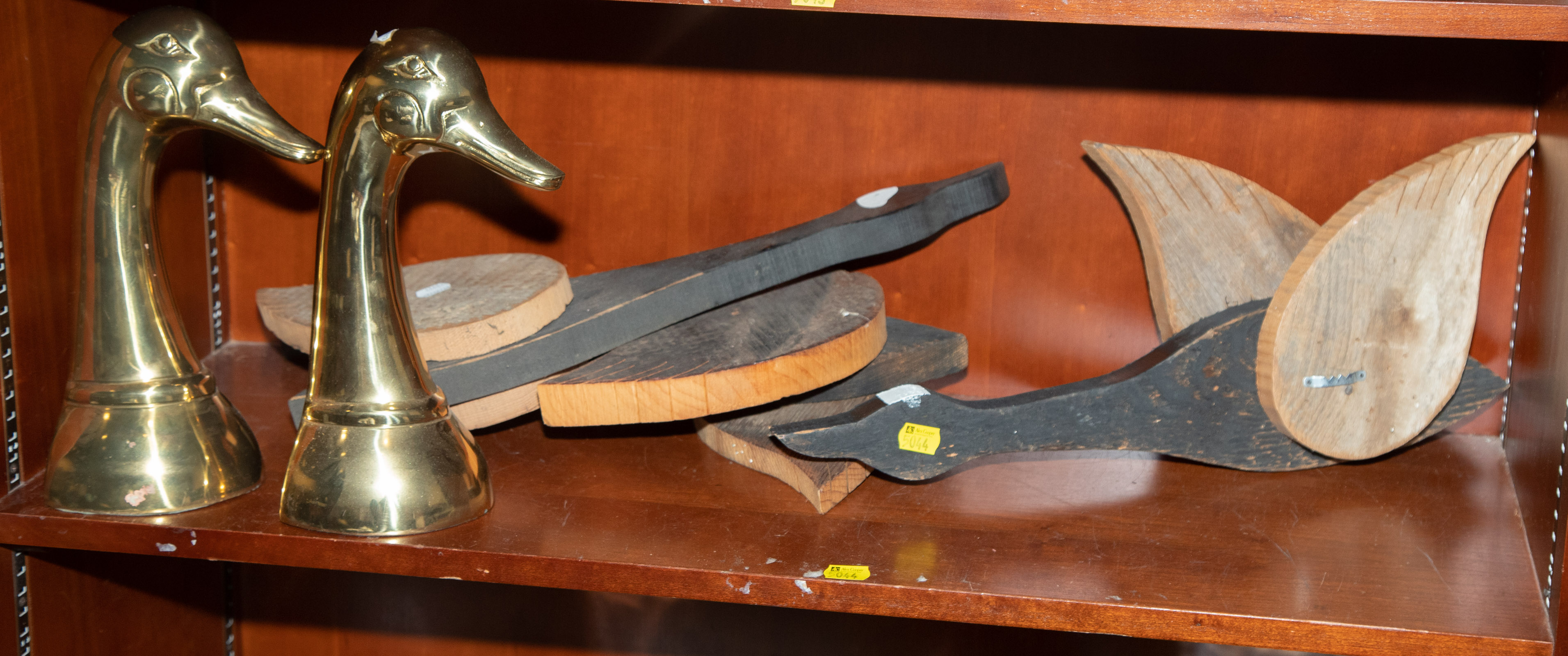 THREE CARVED WOOD GOOSE DECORATIONS;