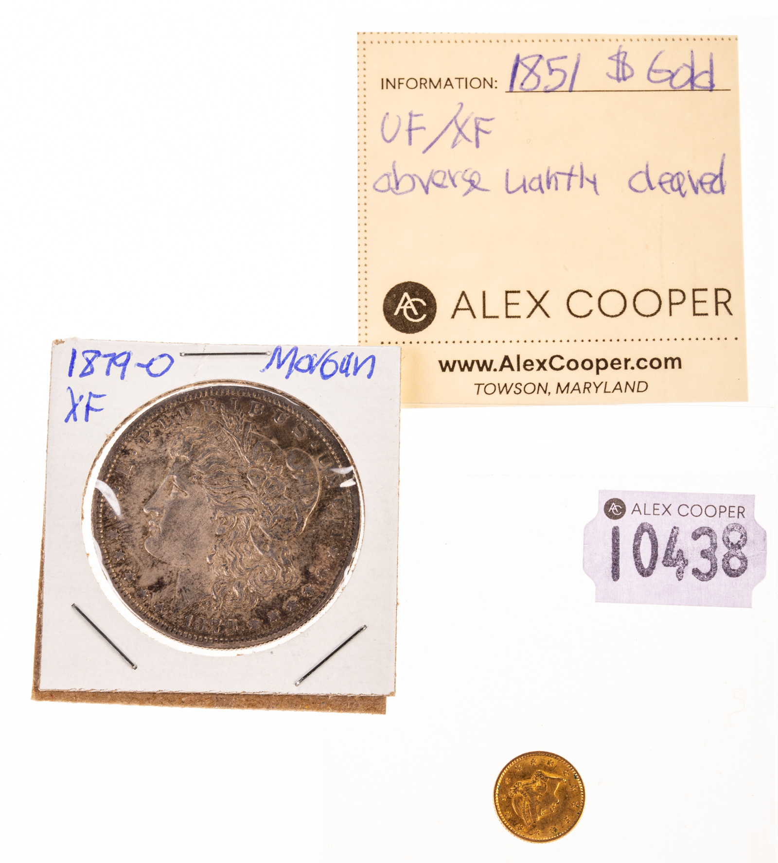 1879-O SILVER DOLLAR & 1851 GOLD