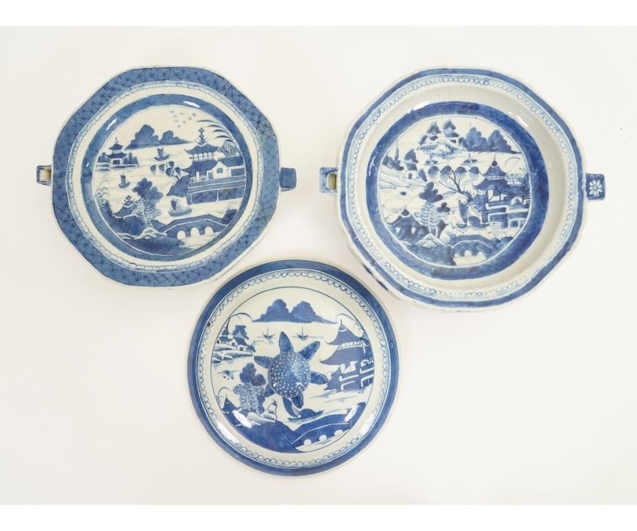 Two Chinese Canton blue and white