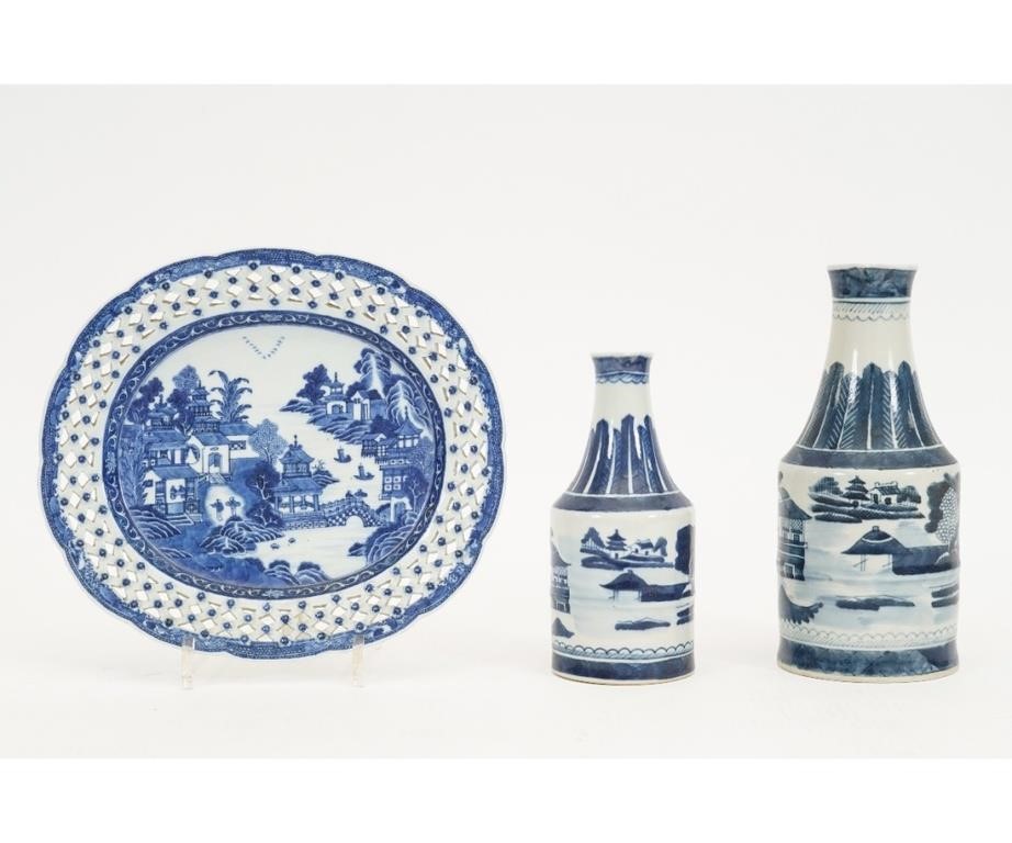 Two Chinese Canton blue and white