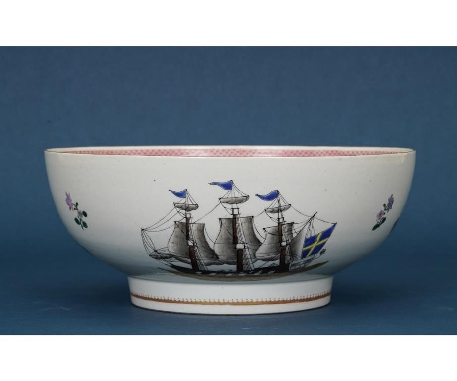 Chinese porcelain punch bowl, 19th