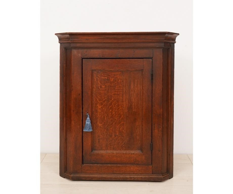 English oak hanging corner cupboard