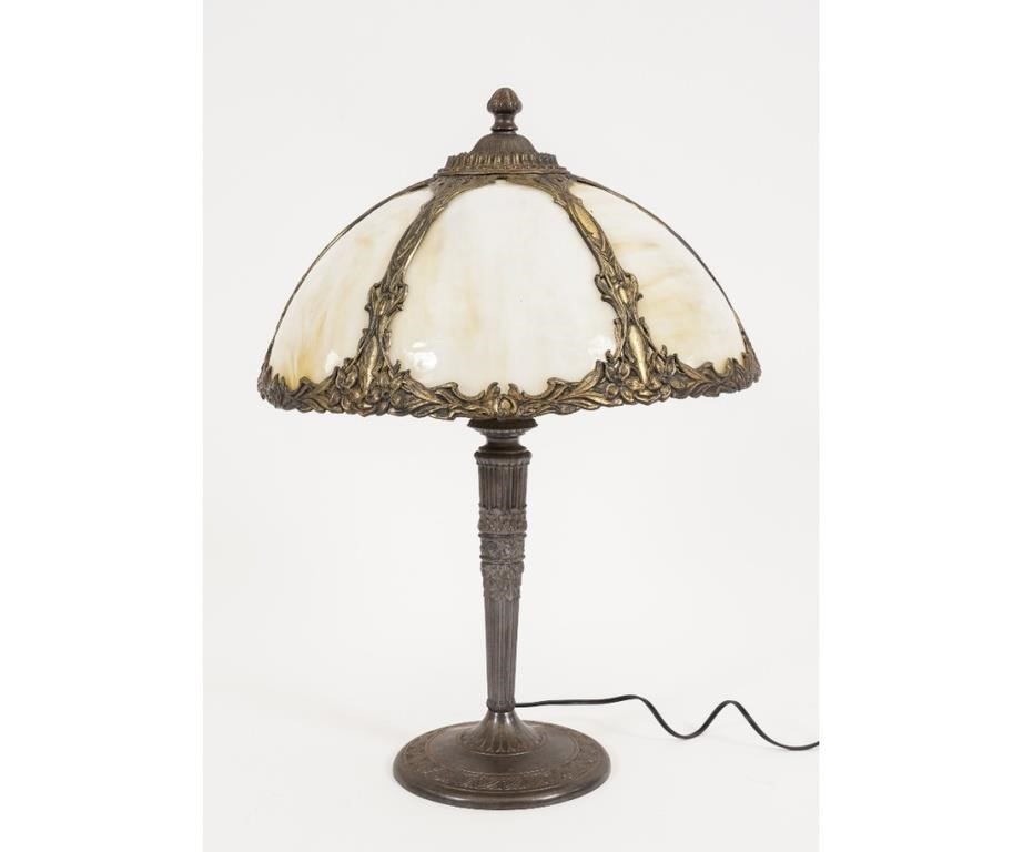 Dome slag glass shade table lamp,