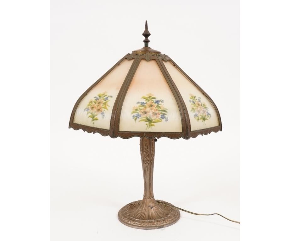 Faux bronze metal table lamp with