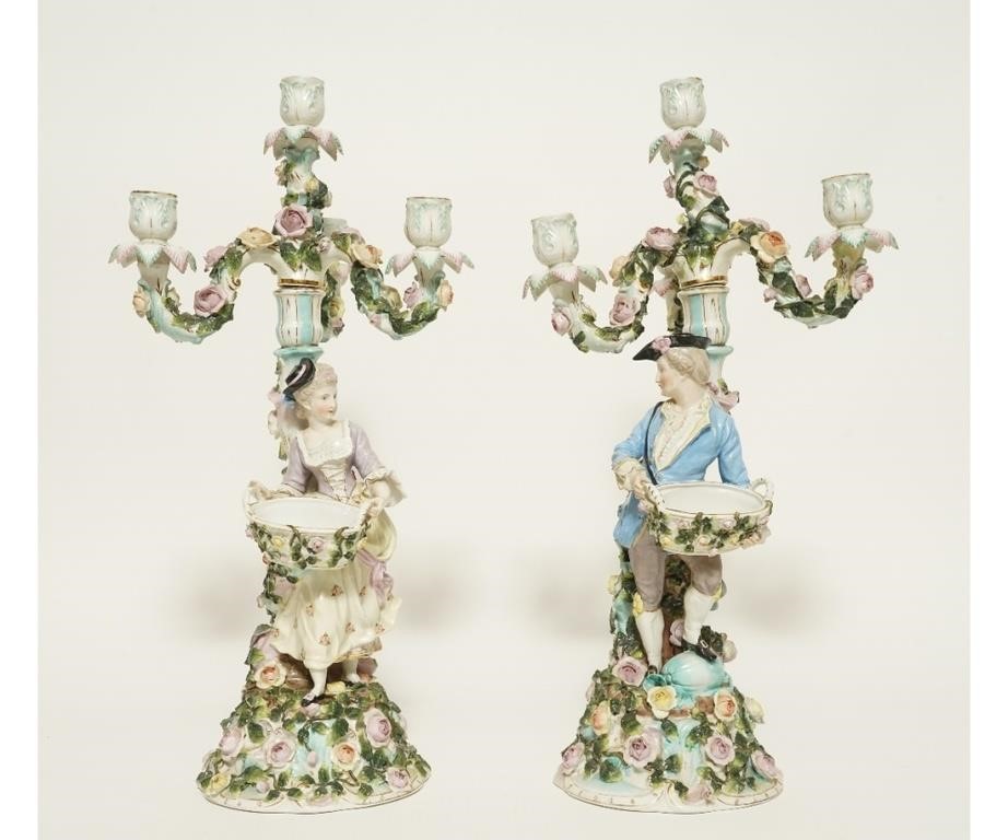 Pair of Sitzendorf porcelain candelabra  289f1d