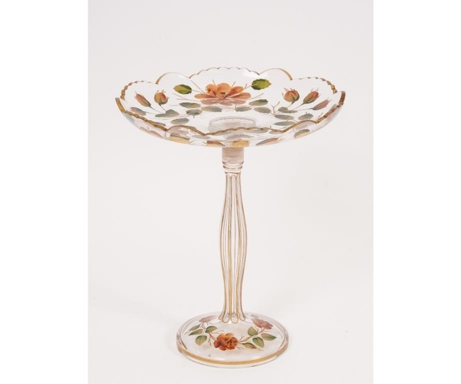 Very large glass compote with painted 289f41