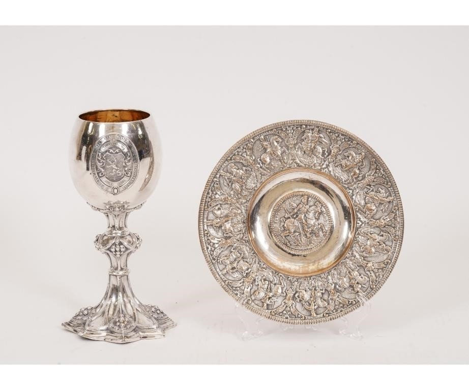German silver chalice with gold