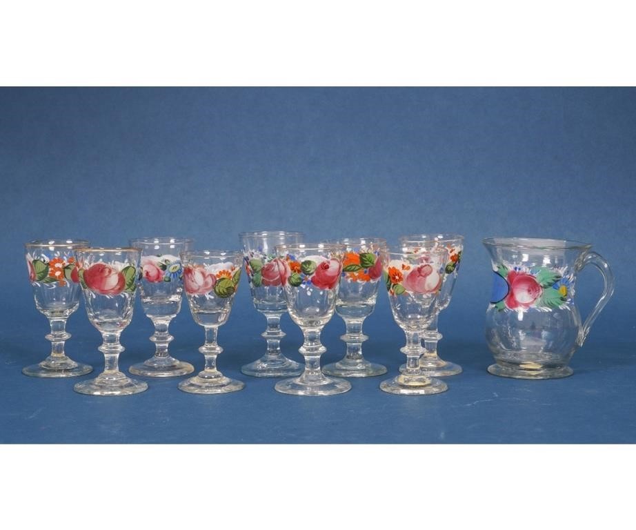 Nine enamel painted wine glasses  289f5d