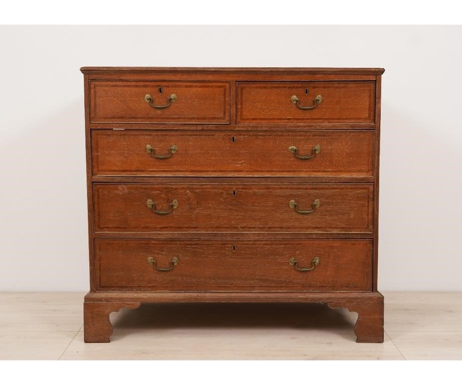 English oak inlaid chest of drawers  289f97