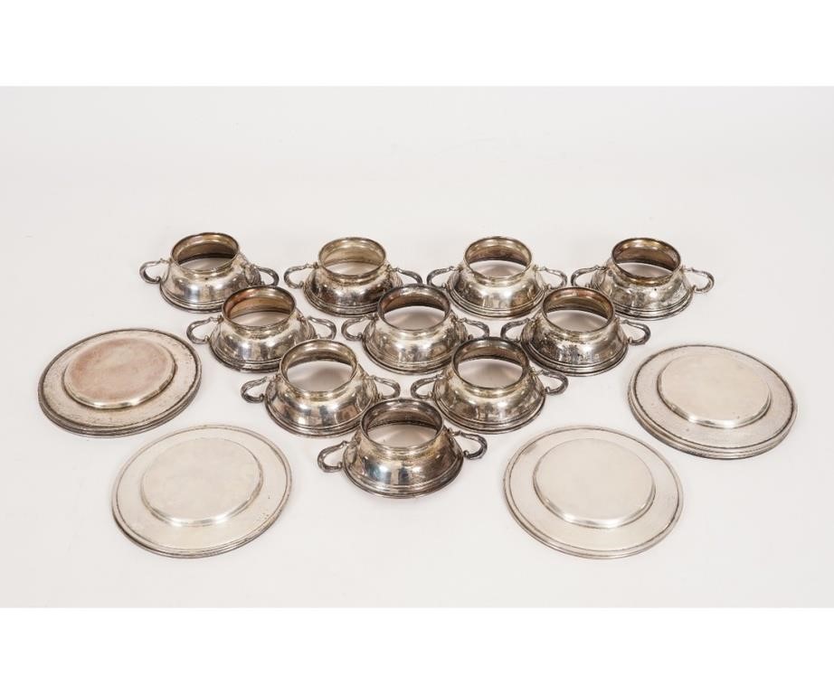 Ten sterling silver under trays plates  289fa7