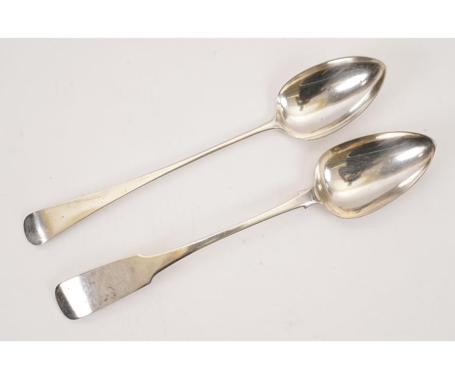 Two Georgian silver stuffing spoons