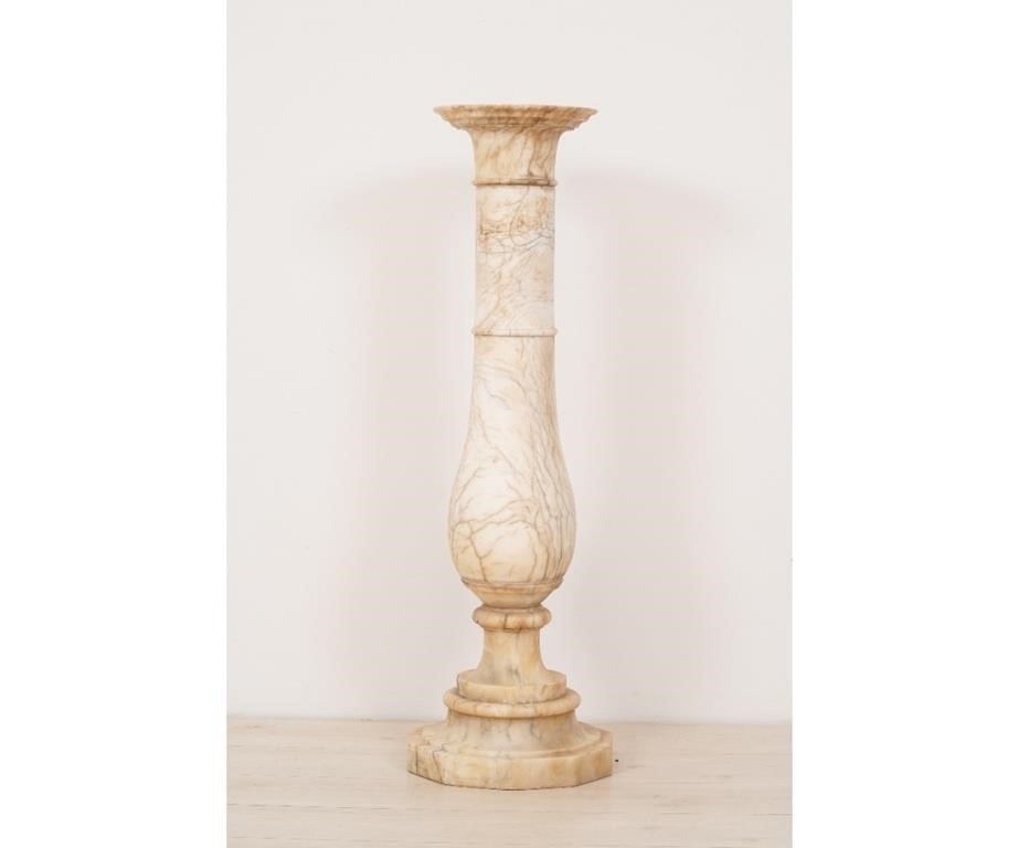 Hand carved variegated alabaster pedestal