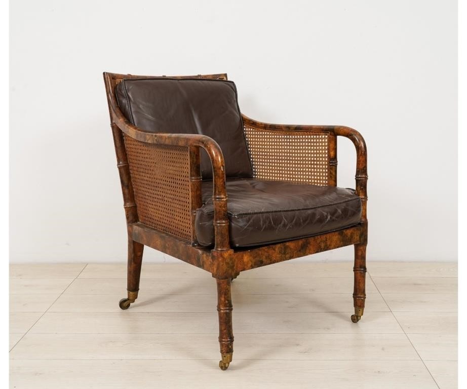 Cane and bamboo style armchair with