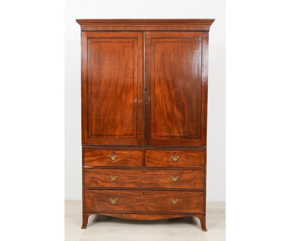 Georgian mahogany linen press,