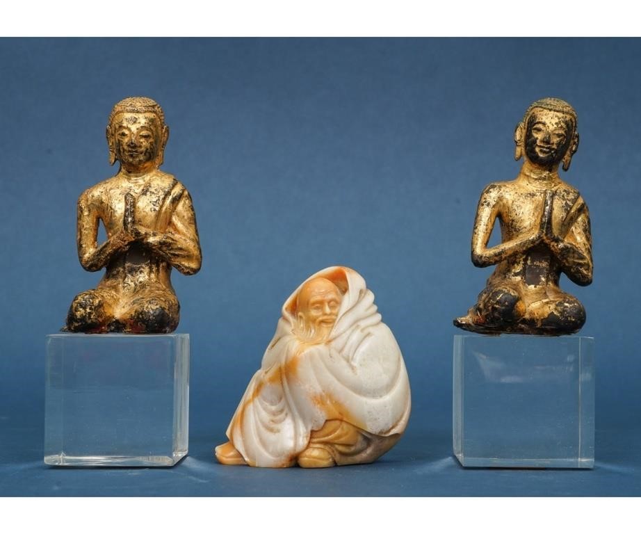 Two gilt metal praying Buddha's