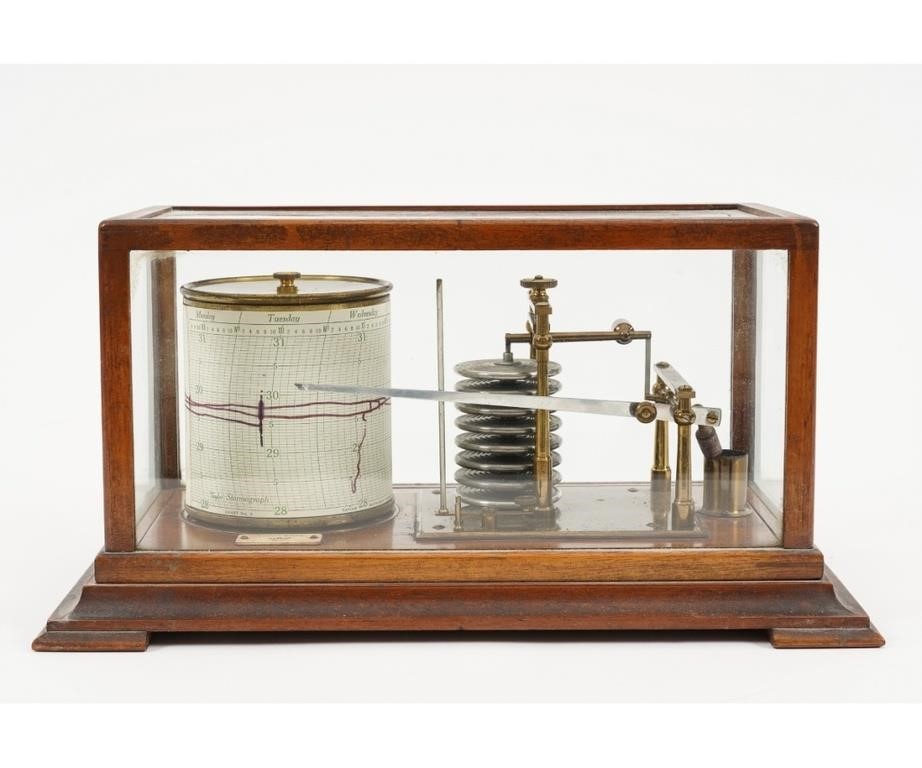 Mahogany, glass cased barometer/barograph