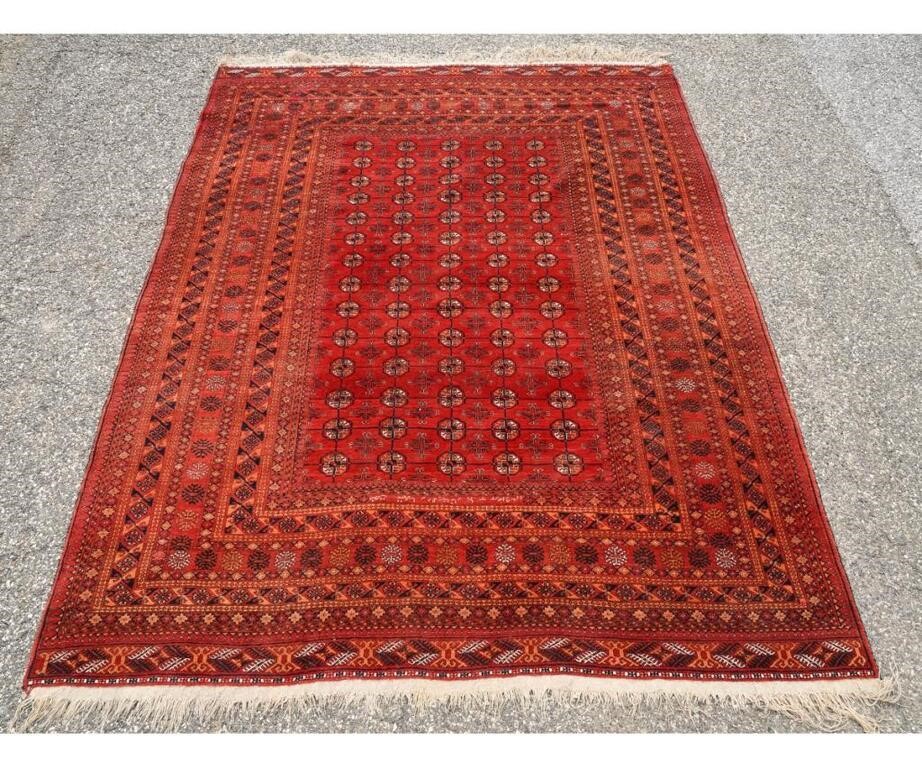 Room size Bokhara carpet with red