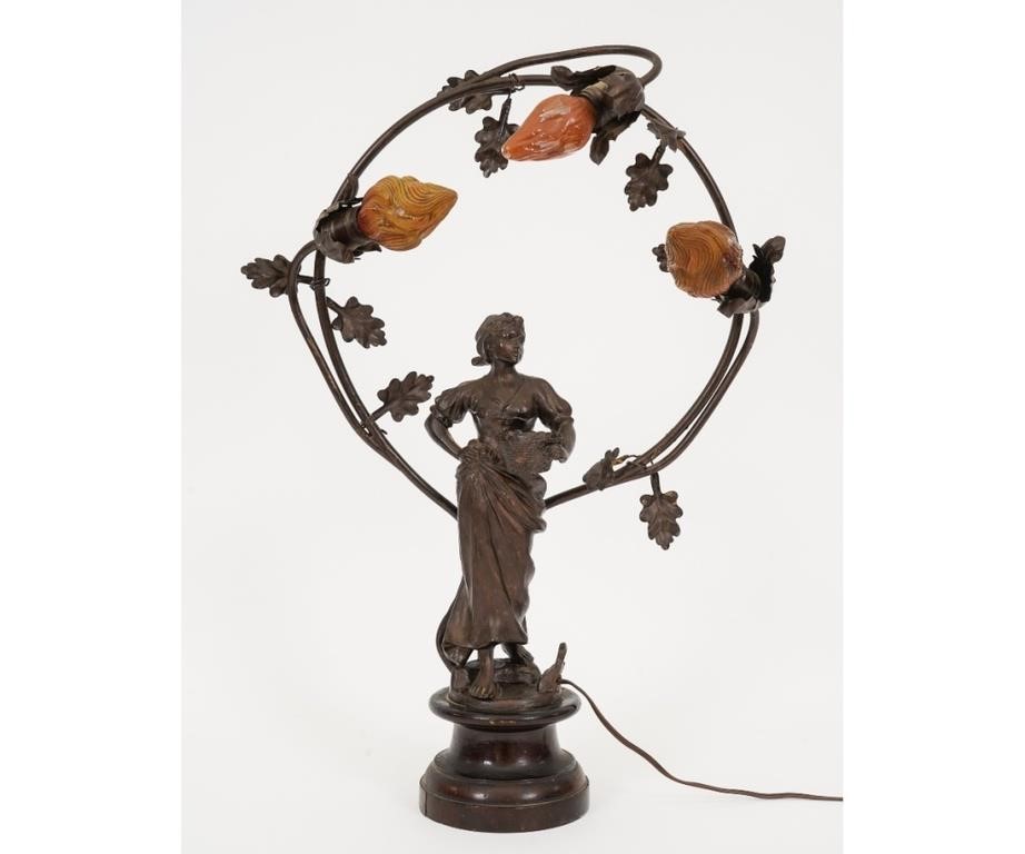 Victorian spelter metal table lamp