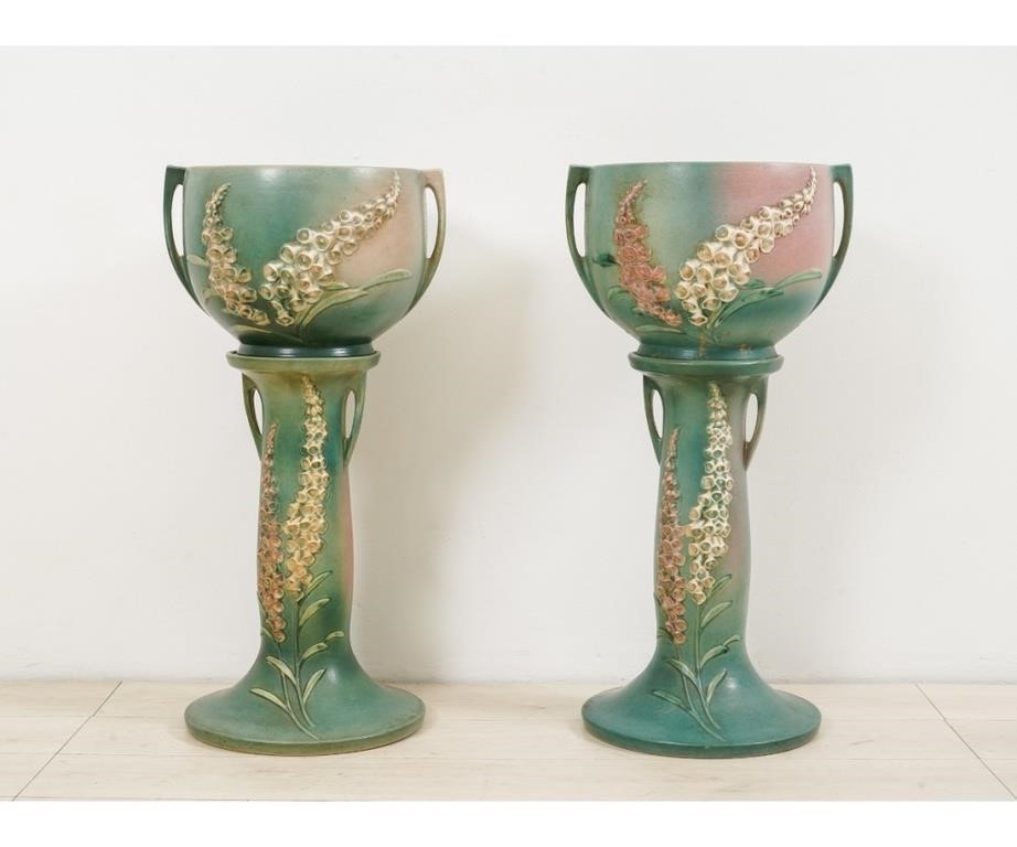 Pair of Roseville art pottery jardinieres