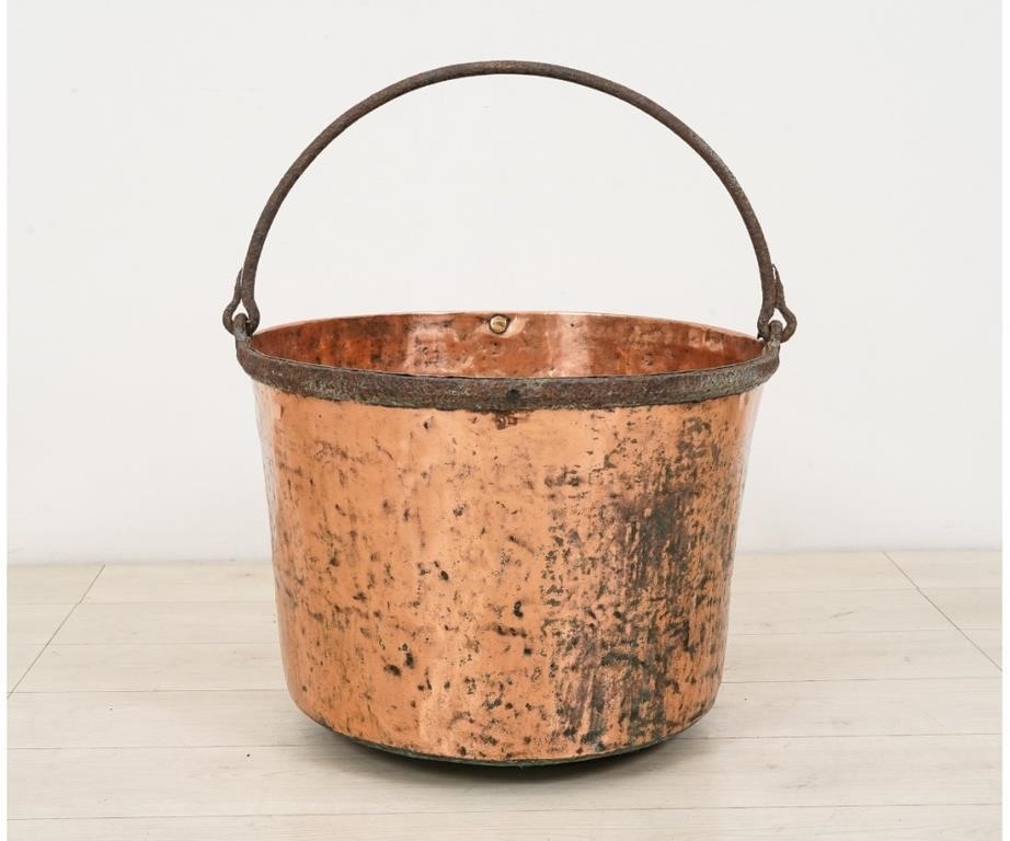 Copper apple butter kettle with