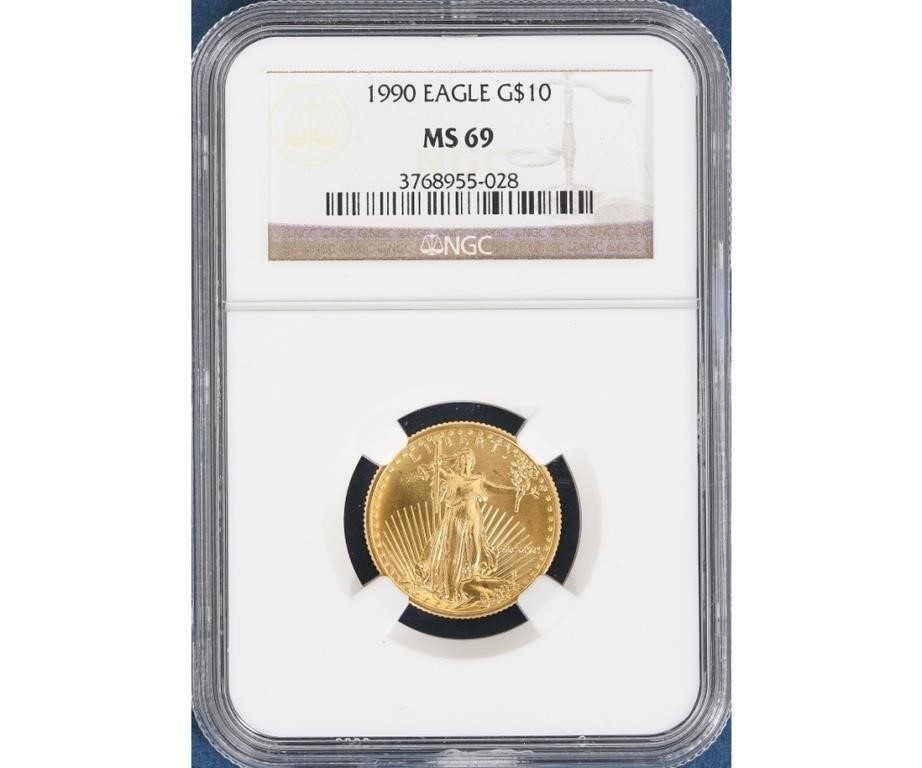 1990 gold ten dollar Eagle coin,