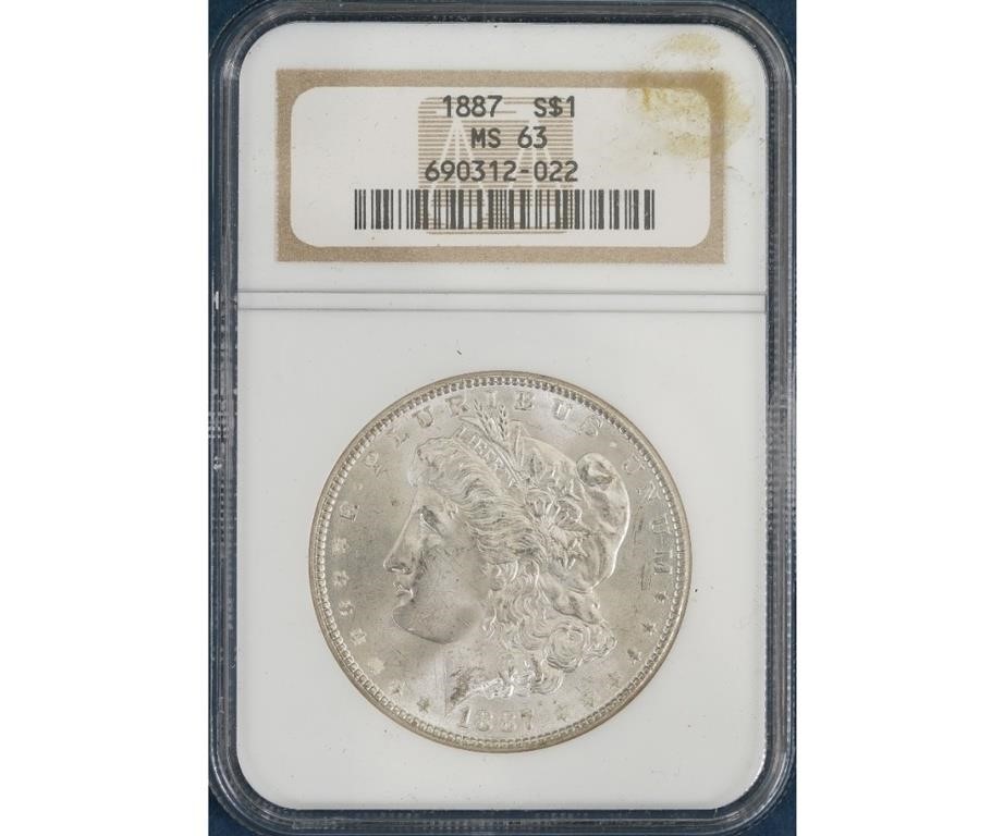 1887 Morgan silver dollar, MS64.
