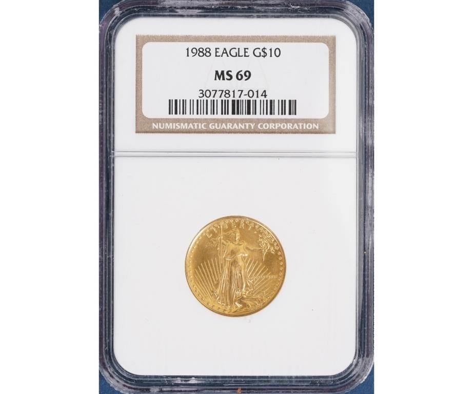 1988 gold ten dollar Eagle coin,