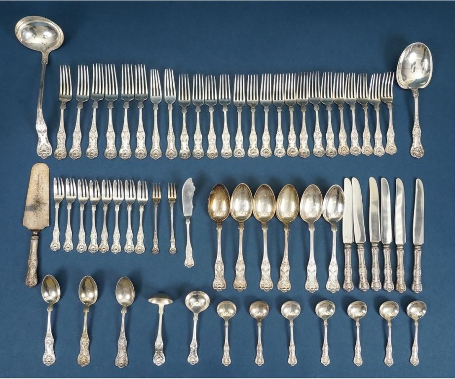 Assembled set of sterling silver flatware