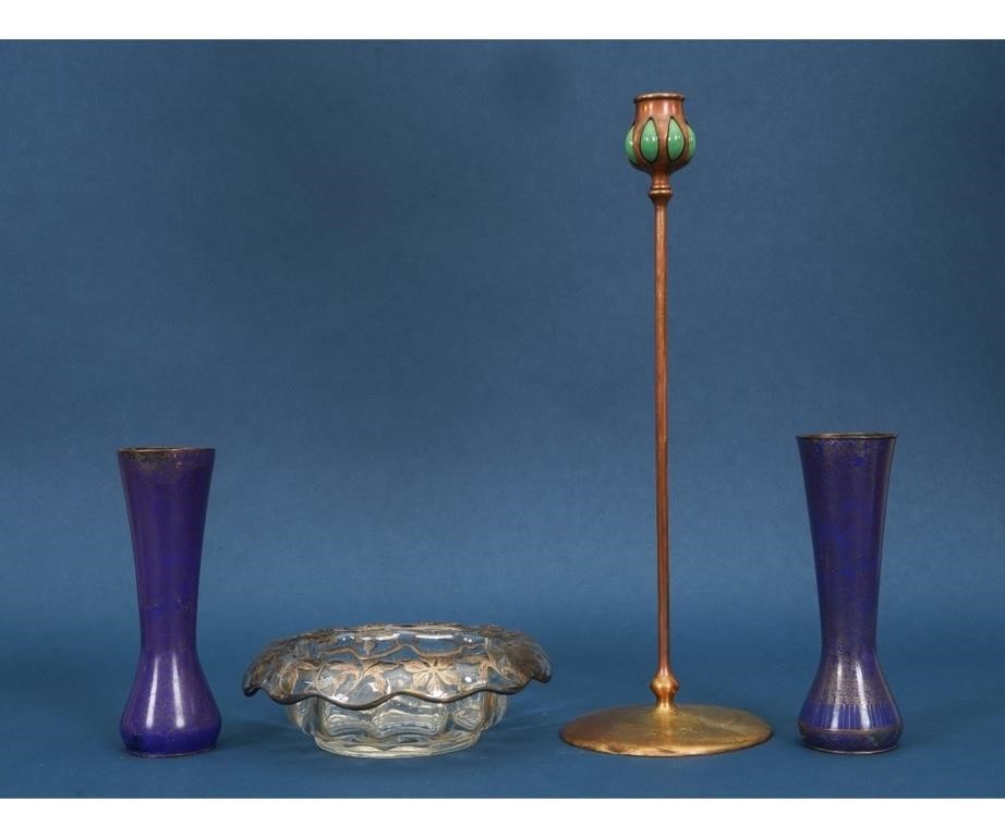 Tiffany bronze candlestick (17.25"h