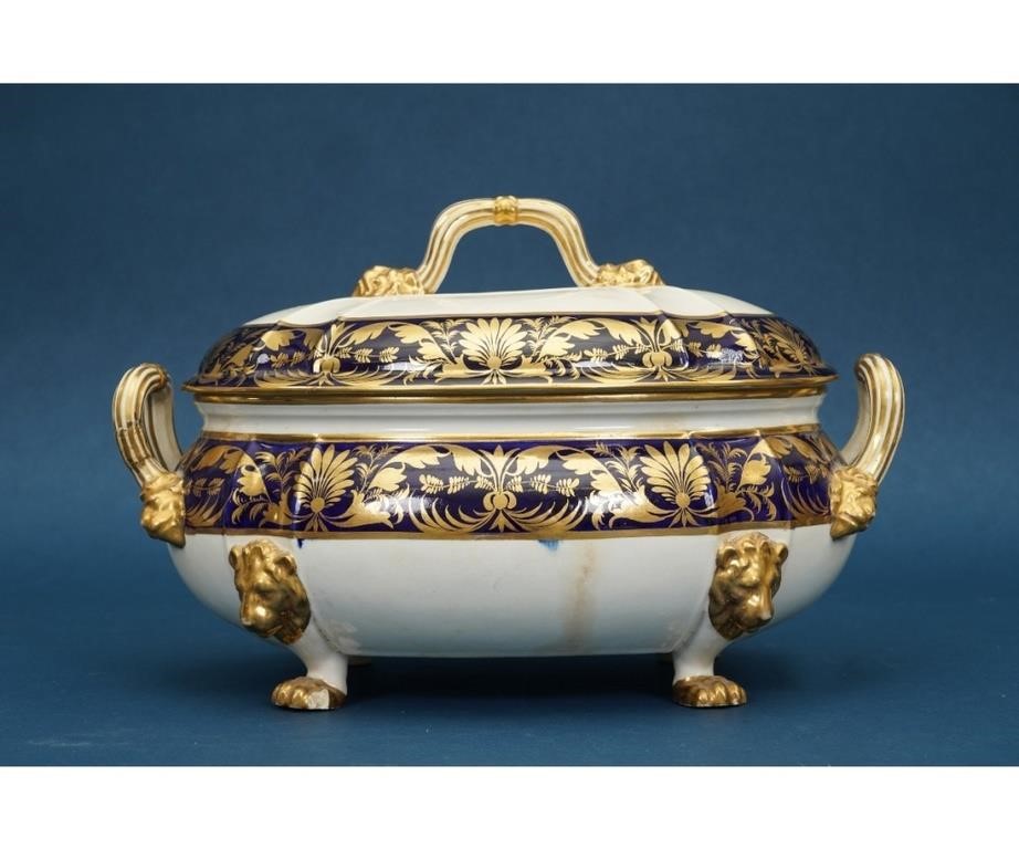 Crown Derby soup tureen with gilt lion