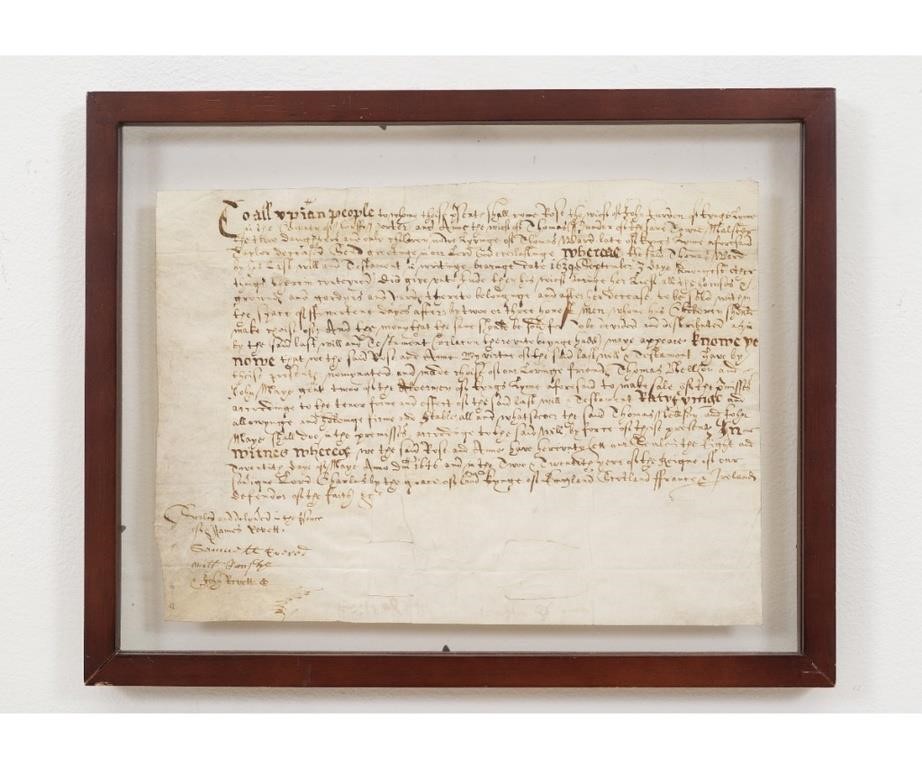 Two sided framed document in glass  28a196