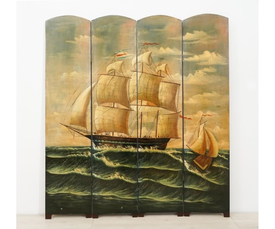 Four part painted screen 20th 28a193