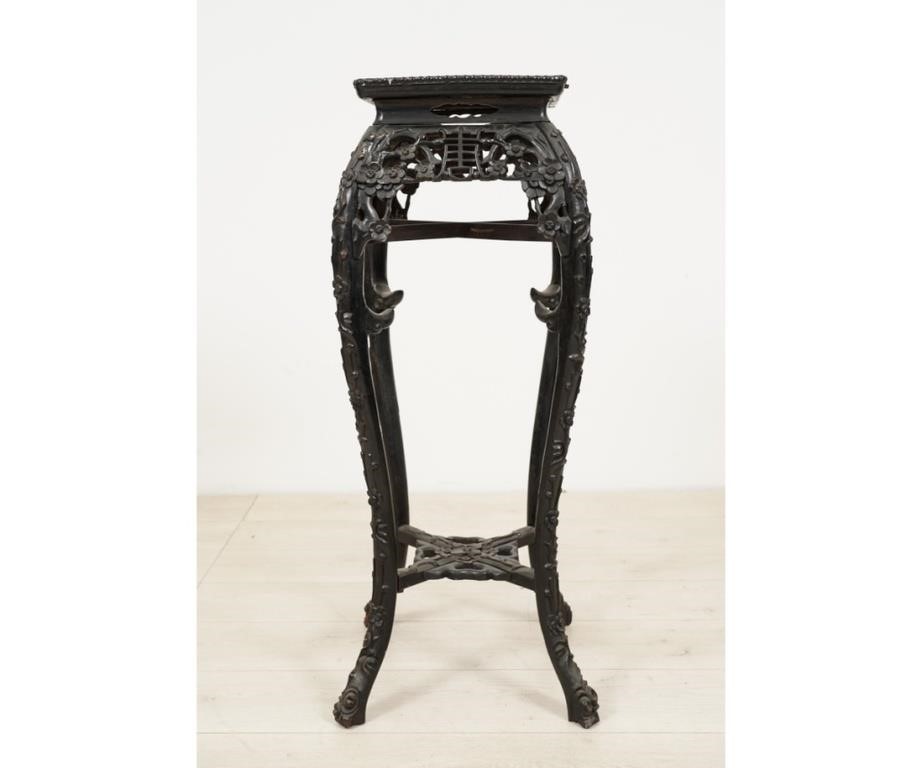 Asian square marble top plant stand,