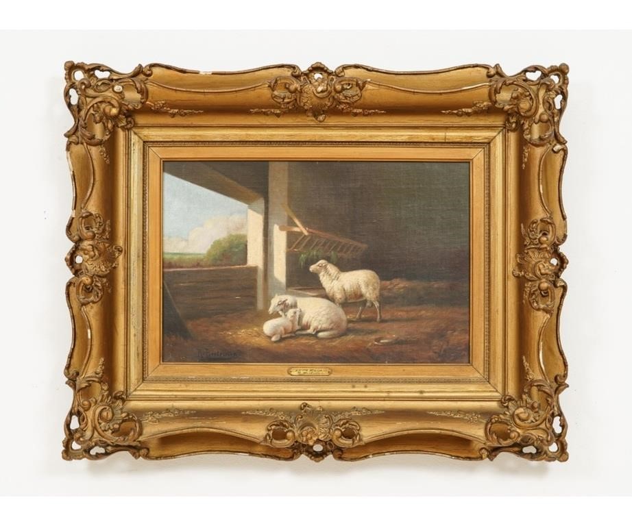 R. Berteaux oil on canvas of sheep,