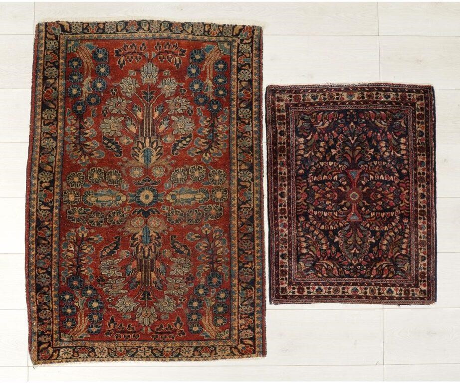 Two Sarouk mats, the largest with