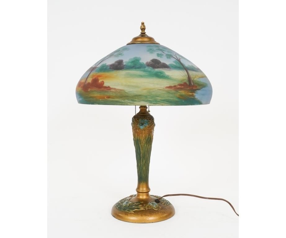 Art Nouveau metal table lamp with
