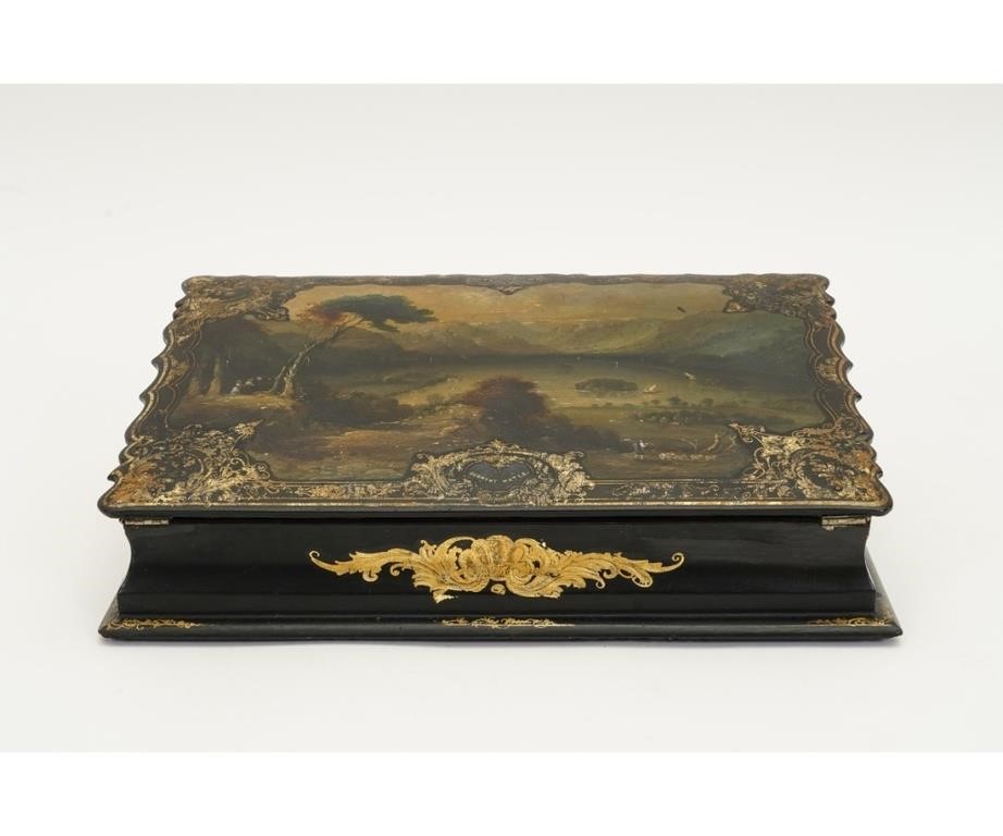 Victorian lacquered lap desk with