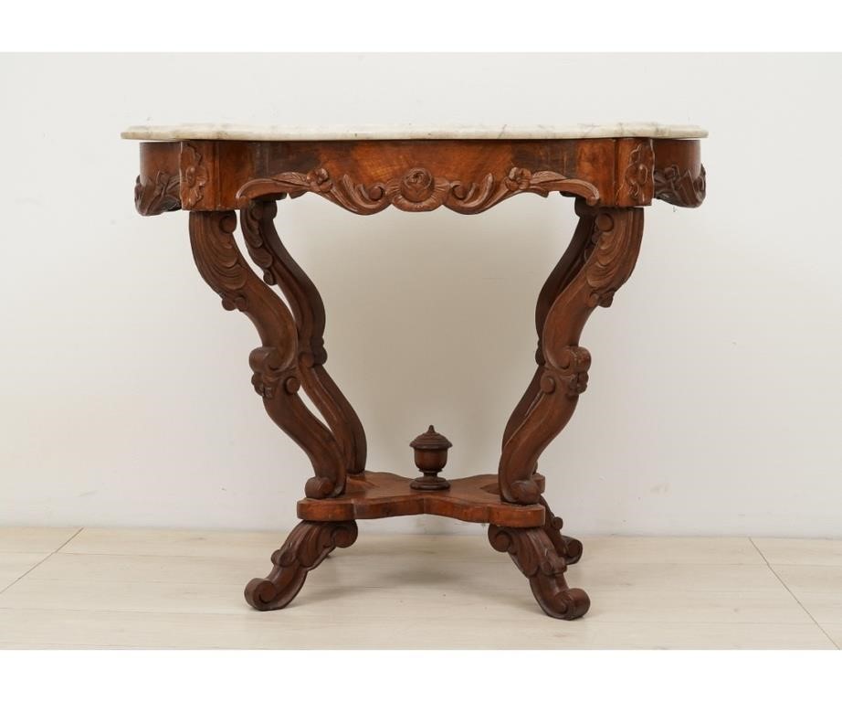 Victorian walnut carved parlor table