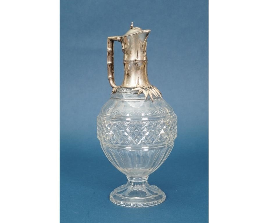 Crystal claret jug with "800" silver