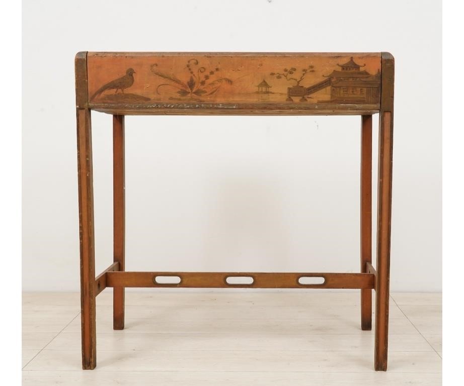 Pine plant table with Asian house 28a211