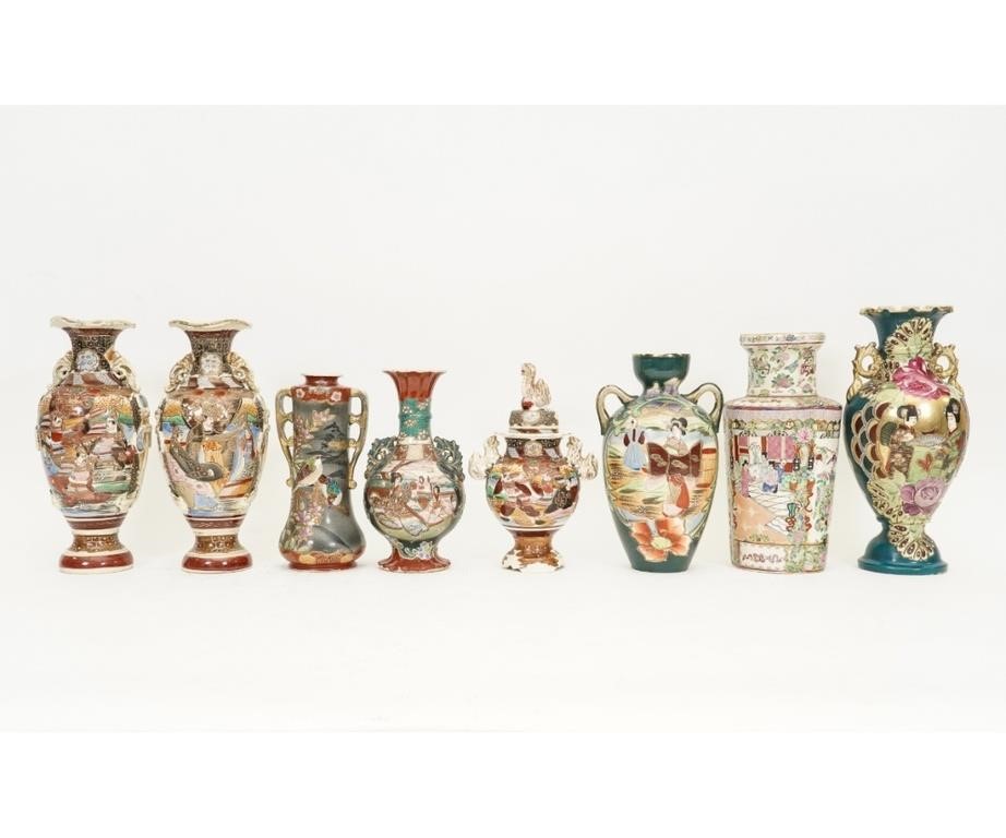 Eight Japanese ceramic vases, circa