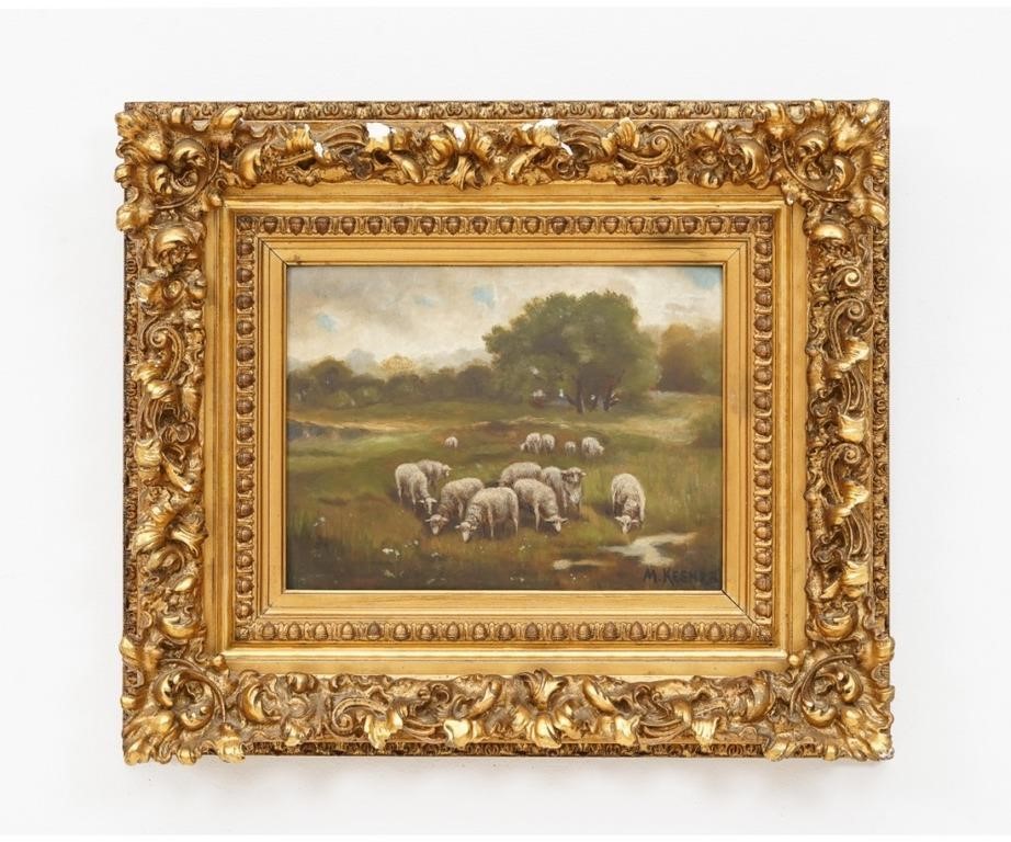 M Kesner oil on board of sheep 28a228