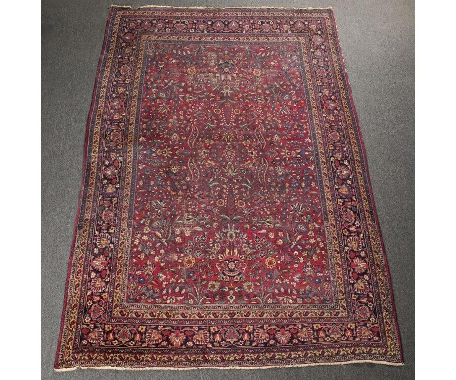Room size Sarouk carpet with red