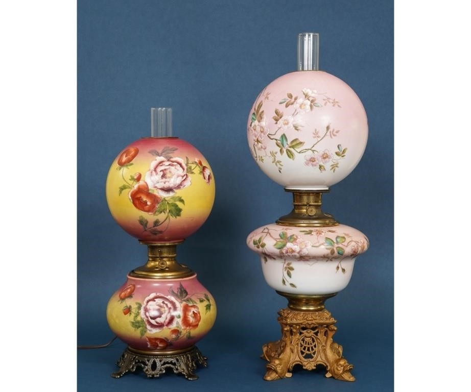 Two GWTW lamps, the largest with