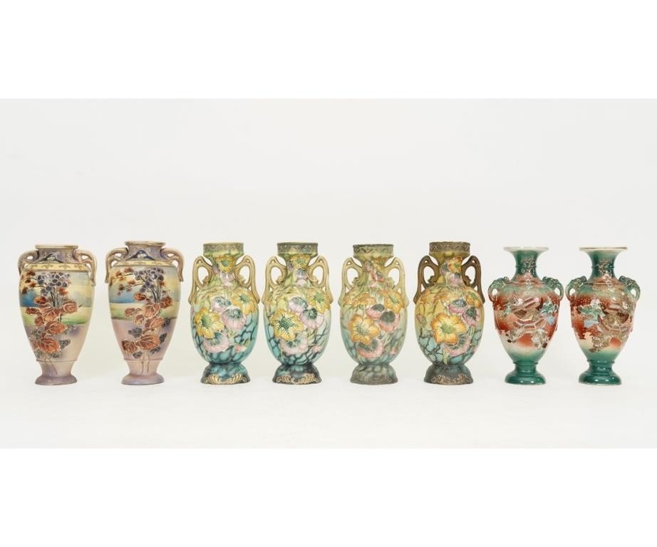 Four pair of Japanese ceramic vases,