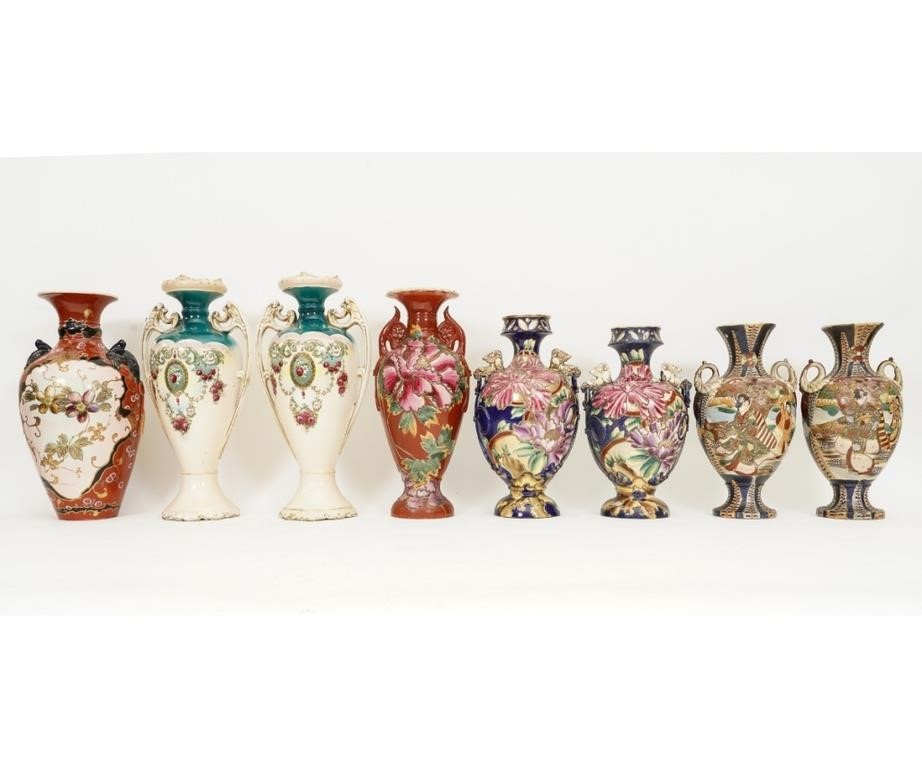 Eight Japanese ceramic vases, circa