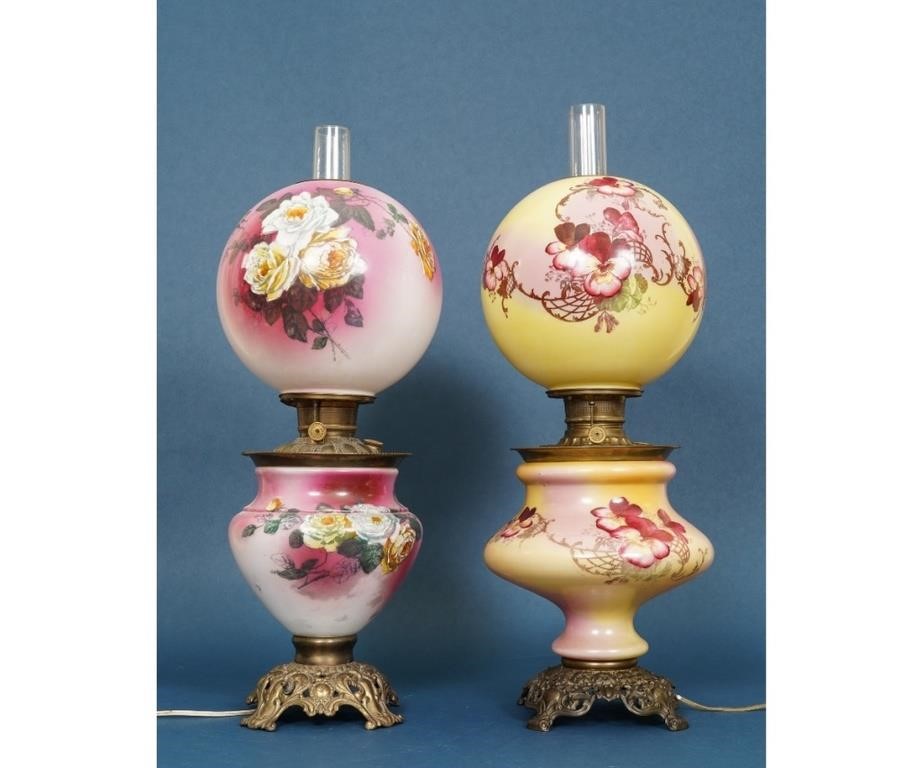 Two Victorian GWTW lamps, each