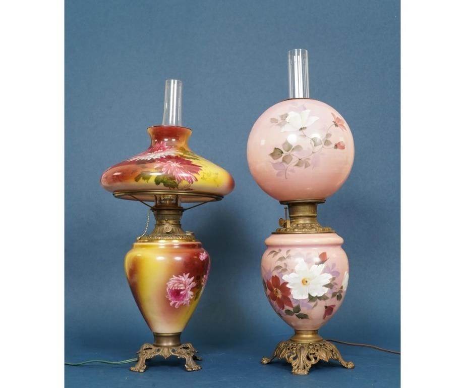 Two Victorian GWTW lamps each with